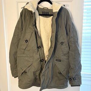 Abercrombie & Fitch Olive Green Parka Jacket